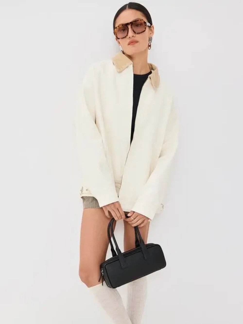 Lioness Barn Chore Jacket Coat Corduroy Collar Ivory Cream Tan Small